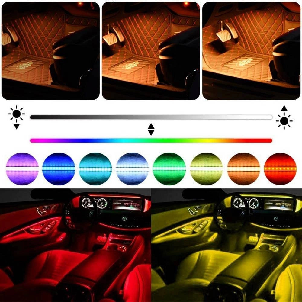 Trade Shop - Striscia Per Auto 48 Led Rgb 4 Barre 8 Colori Modalità Musica Con Telecomando -