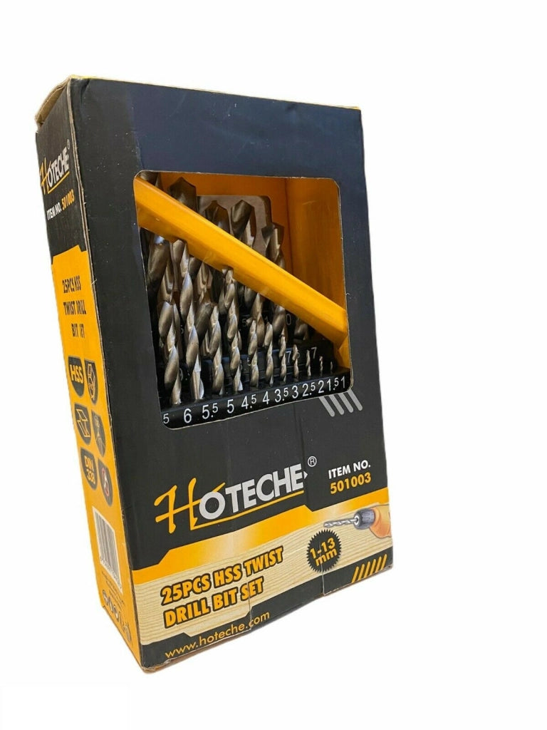 Punte Elicoidali per ferro da trapano micce HSS misure 1 a 13 mm Set di 25 pezzi