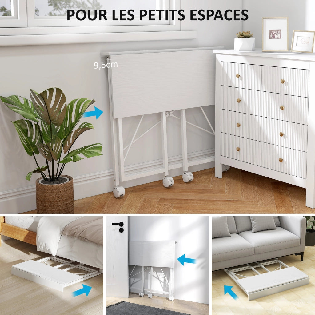 Scrivania pieghevole con ruote ¨C zephmum ¨C bianco 80x40 cm