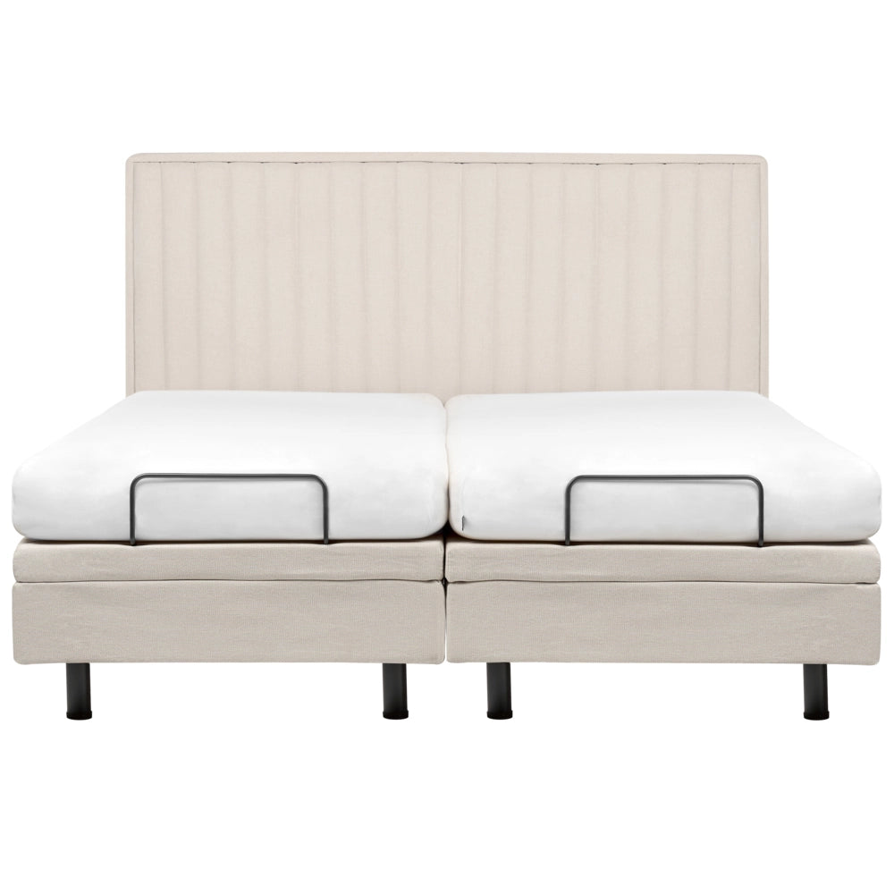 Letto Tessuto Beige chiaro Elettrico Regolabile con Telecomando 180 x 200 cm