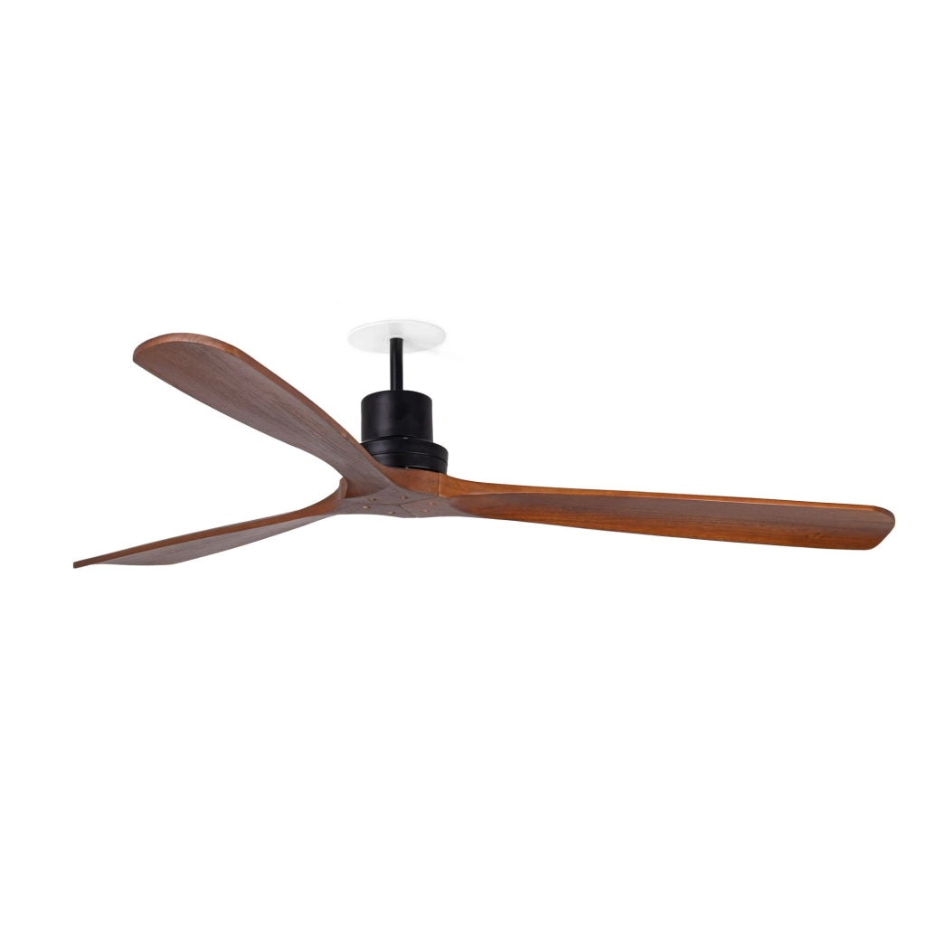FARO Ventilatore a soffitto incasso Lantau in Acciaio Nero Opaco, pale finitura Noce, motore DC 6 velocità, funzione inversa, per soffitti inclinati FARO-33516DCR