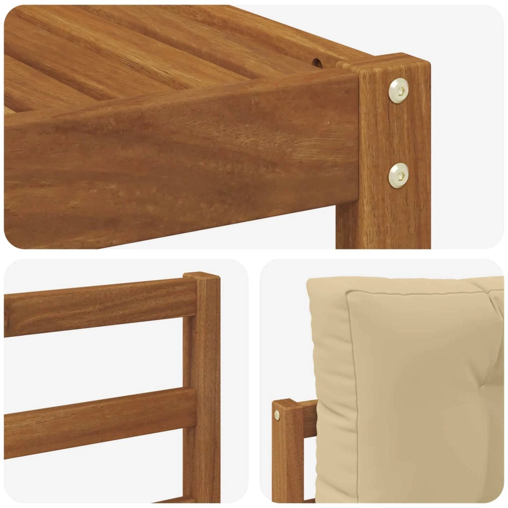 Set di divani da esterno con cuscino 7 pcs Naturale e Beige 3367251