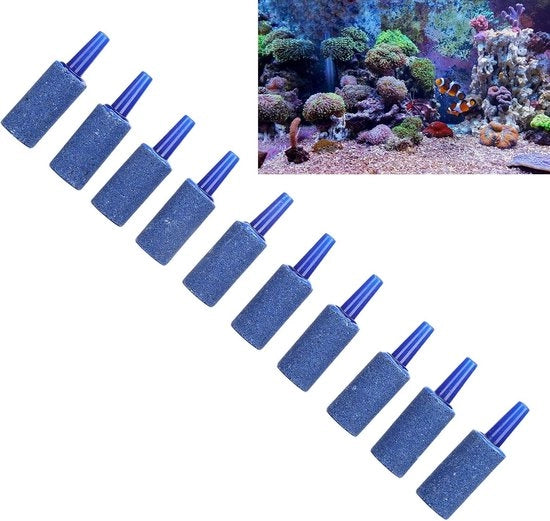 Pacchetto da 10 Airstone cilindrici diffusori bolle per acquario e vasche acquatiche - accessori per l'aria 25 * 12mm