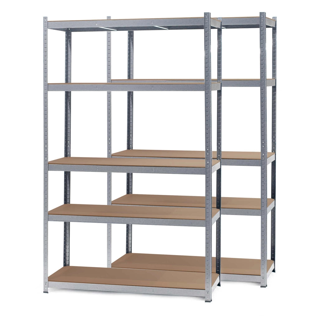 Set 2x Scaffali zincati a incastro per carichi pesanti 120x50x200cm 5 ripiani 175kg/piano