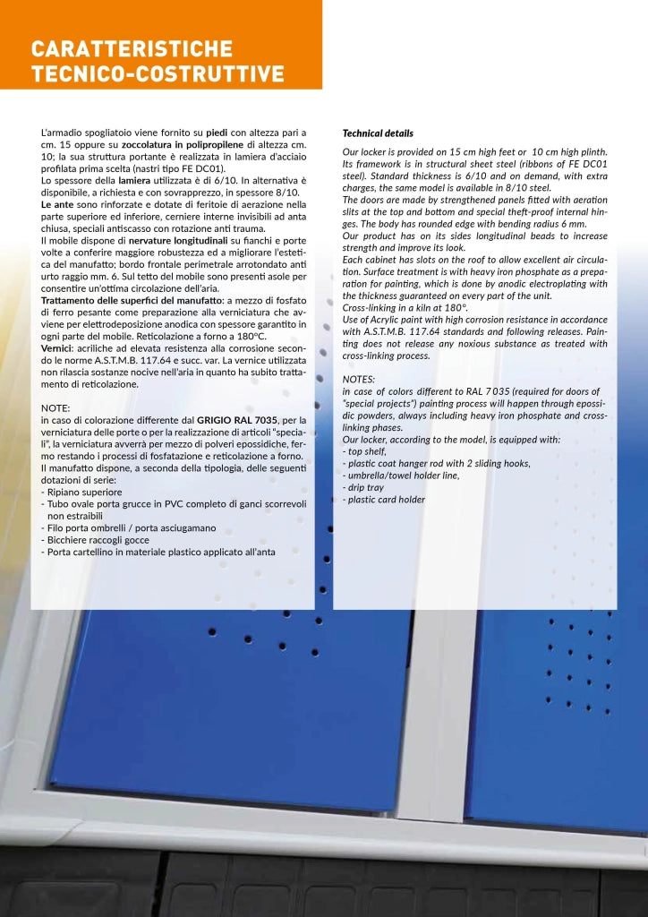 Armadio in metallo verniciato a 6 posti con tramezza interna cm. 105x50x180h
