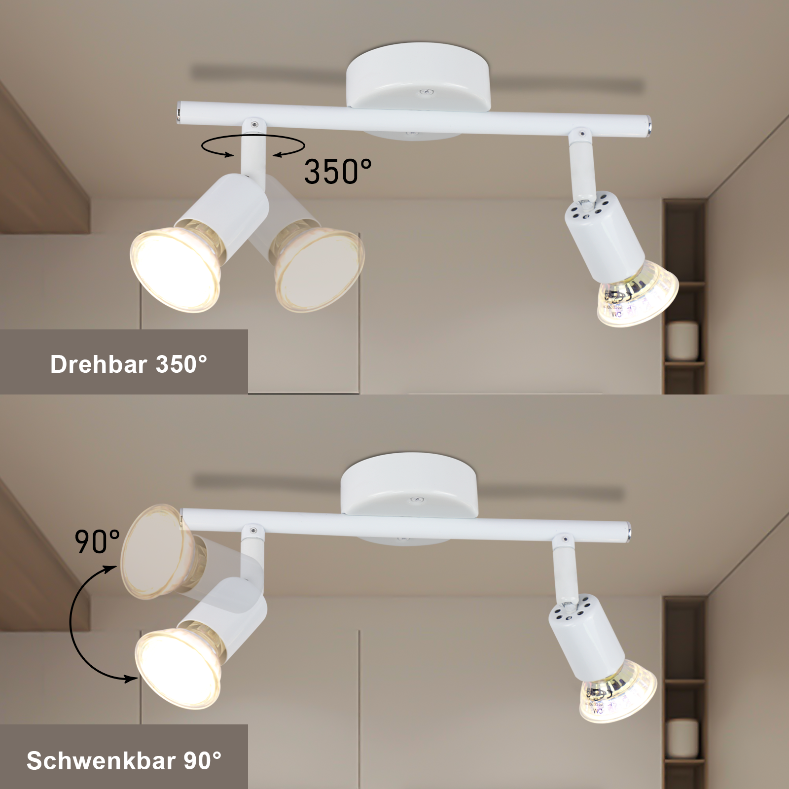 ZMH Faretto da soffitto 2 fiamme GU10 moderni per corridoio con lampadine incluse