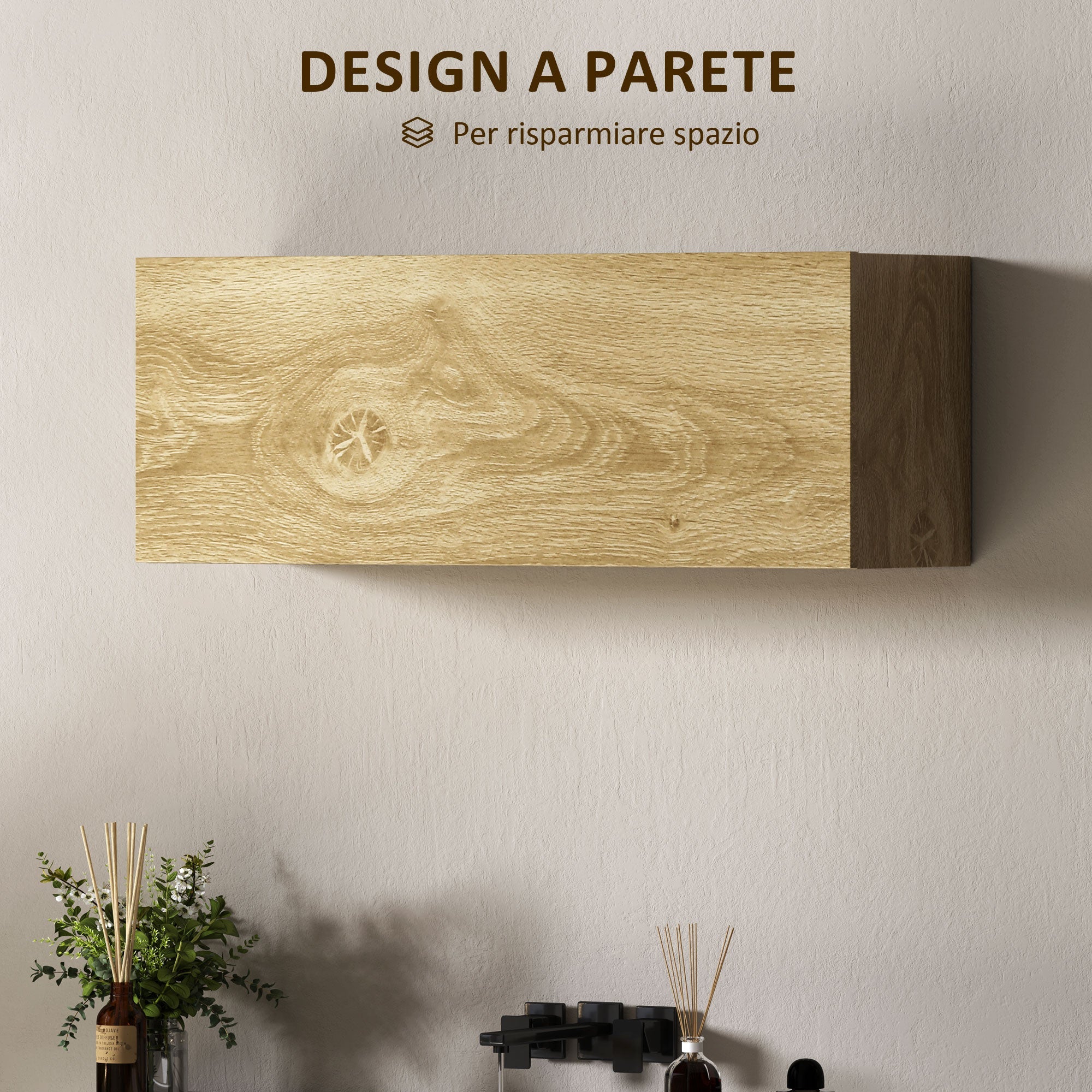 Mobiletto Bagno Pensile 80x25x30 cm con Anta a Ribalta Legno Naturale