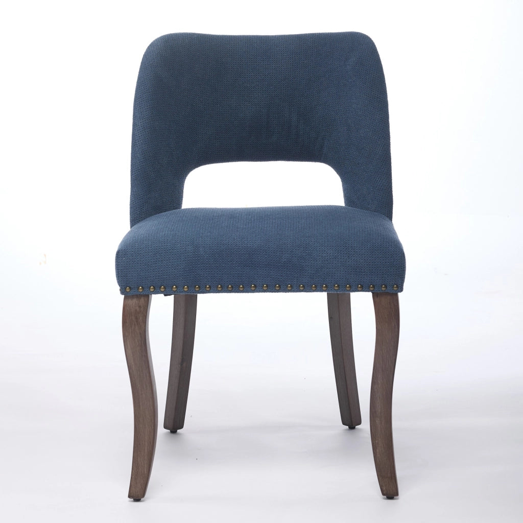 Sedie da Pranzo in Legno con Seduta Imbottita in Tessuto ¨C MINIMAL ¨C Set 2 Pezzi, Blu