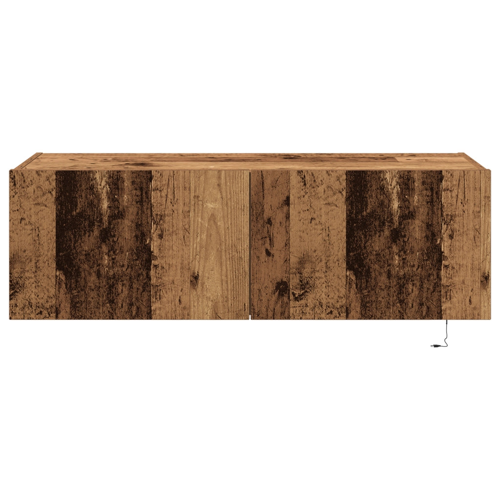 Mobile da TV  con luci LED in legno vecchio 100x35x31 cm