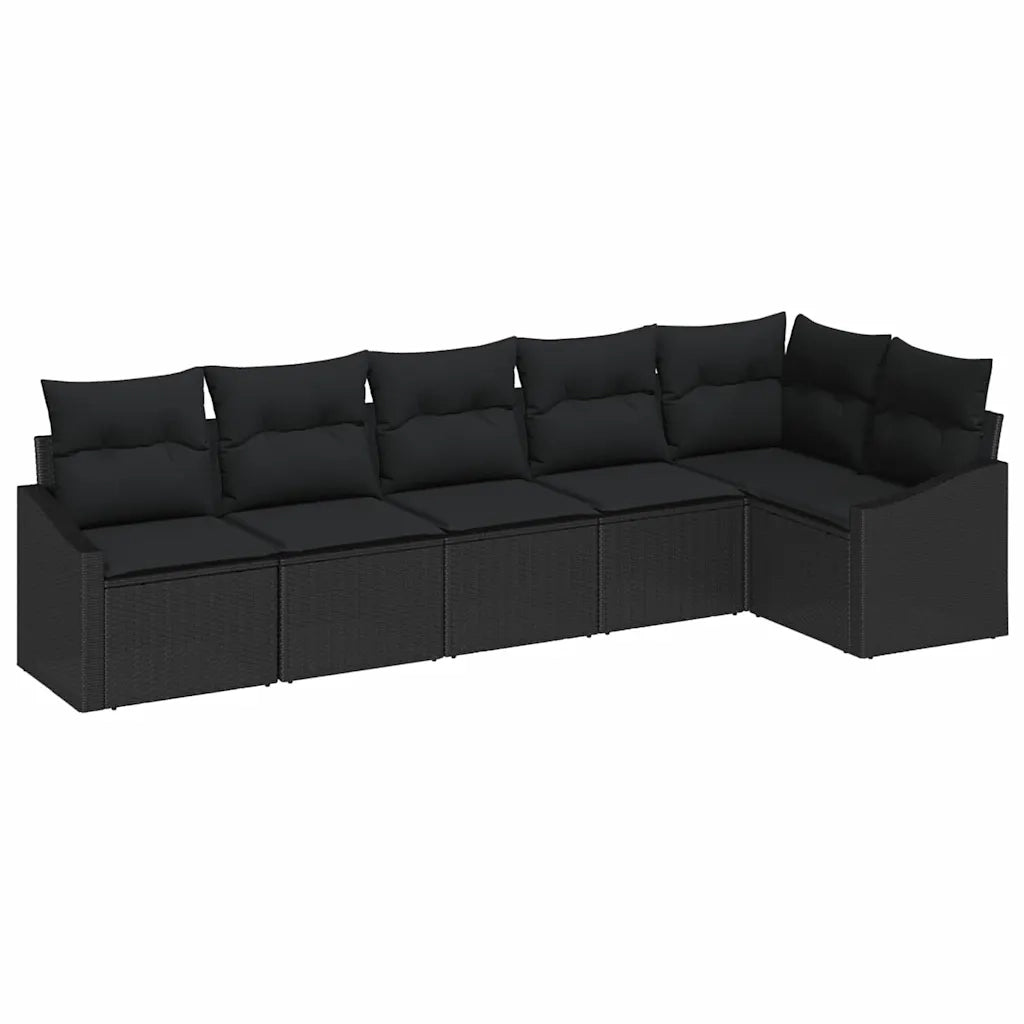 Set di divani con cuscino 6 pcs Nero polyrattan 3346743