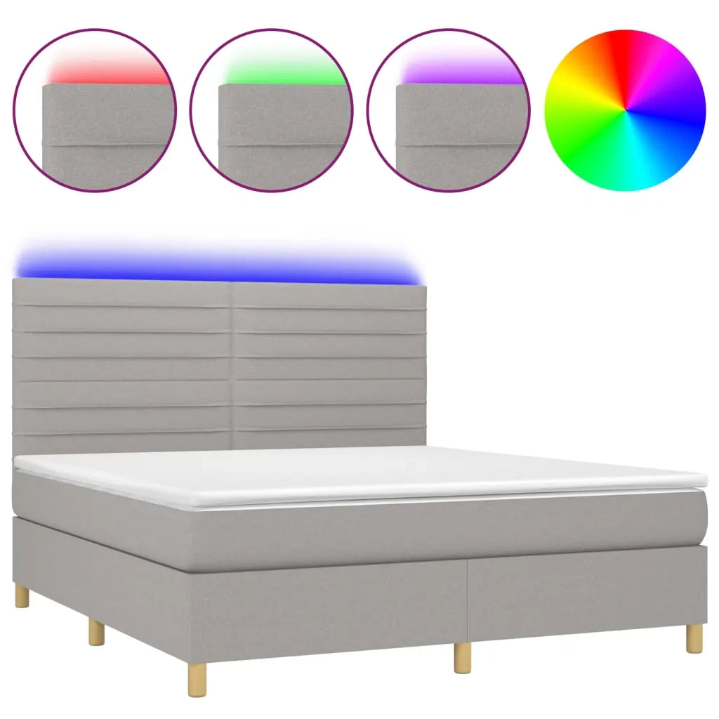 Letto a Molle Materasso e LED Grigio Chiaro 180x200 cm Tessuto cod mxl 62662