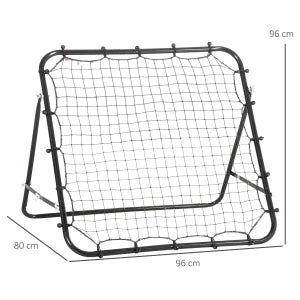 Rebounder da calcio regolabile 96x80x96 cm in acciaio verniciato e rete plastica nera