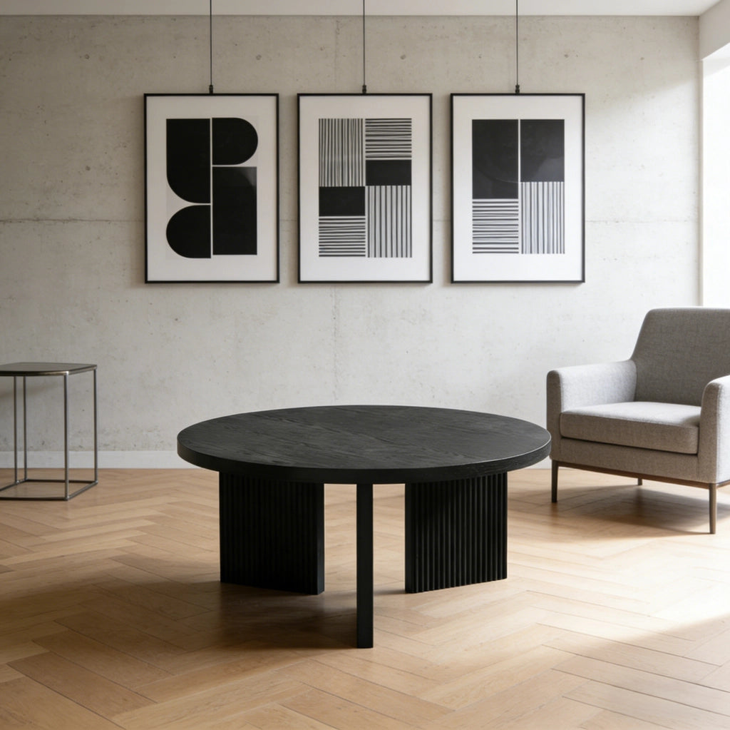 Tavolino da caffè rotondo nero in MDF