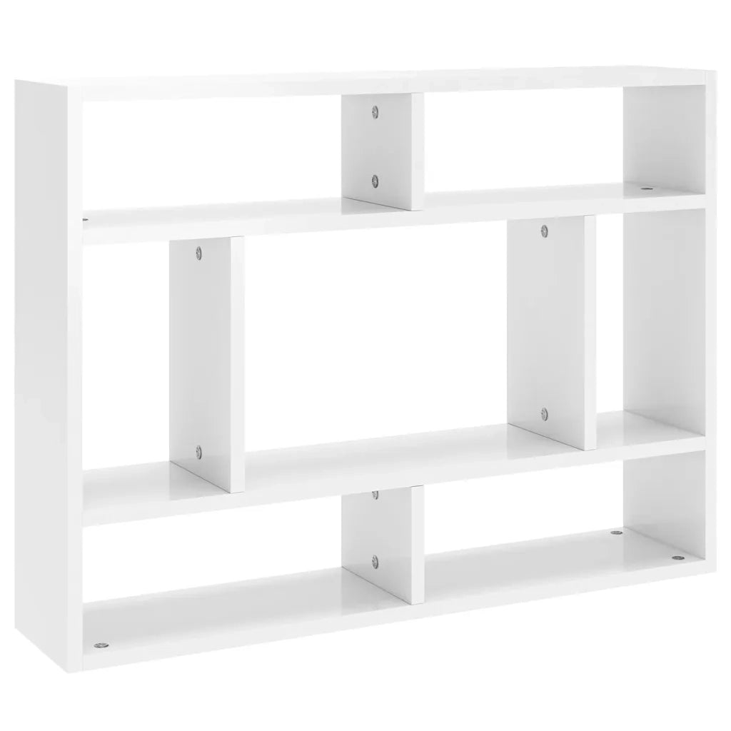 Scaffale a Parete Bianco Lucido 75x16x55 cm Legno Multistrato 803008