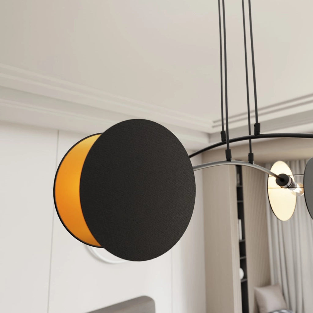 Lampada a sospensione MOTIF in acciaio nero e oro
