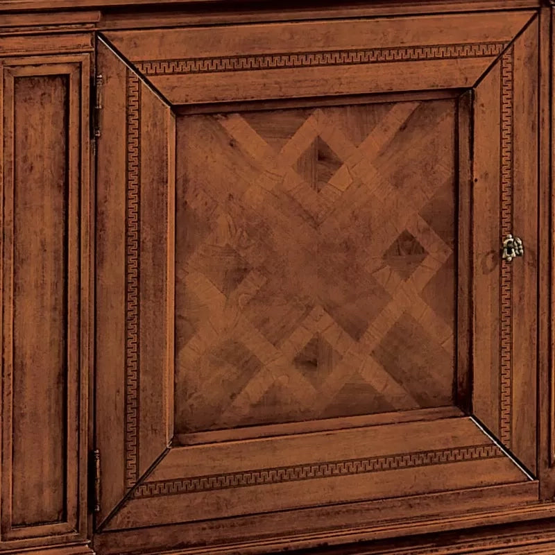 Credenza classica 2 porte 3 cassetti legno bassano intarsio 215x56x117 - Mobili 2G