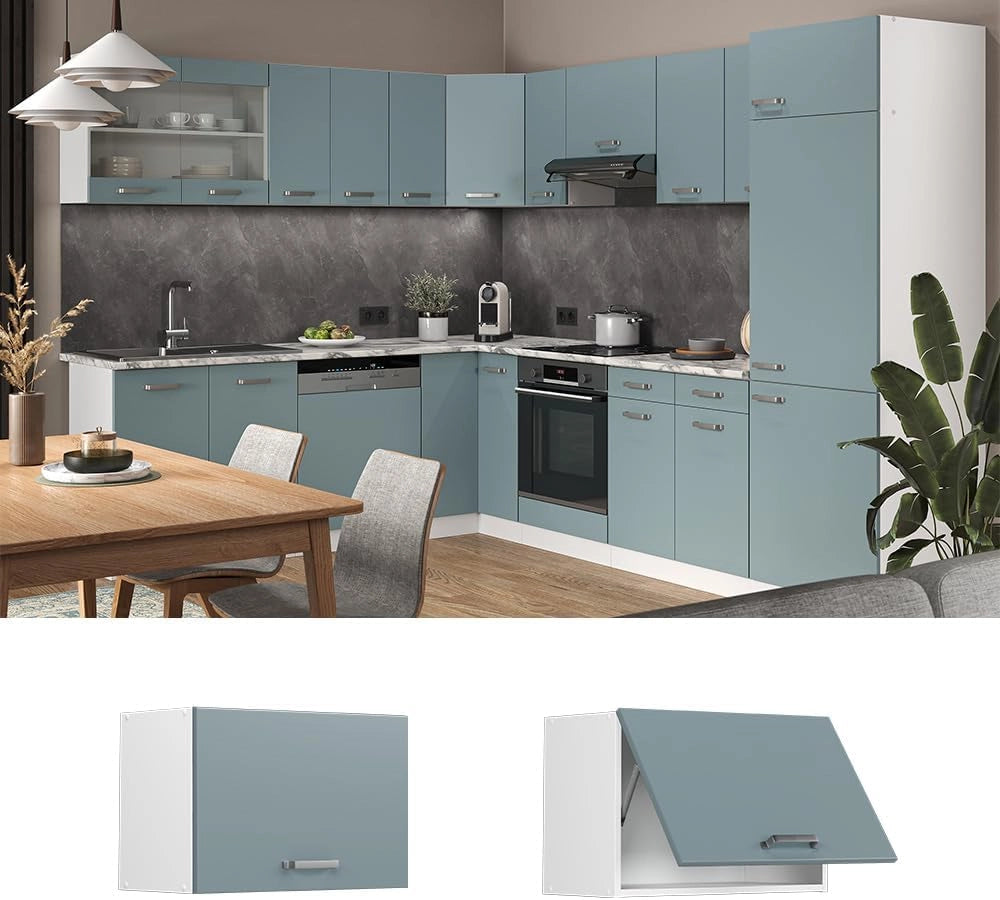 Pensile da cucina R-Line, Grigio-blu, 60 cm Piatto, per la libera combinazione all'interno di sistemi cucina modulari