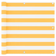 Paravento Balcone Bianco e Giallo 90x600 cm Tessuto Oxford