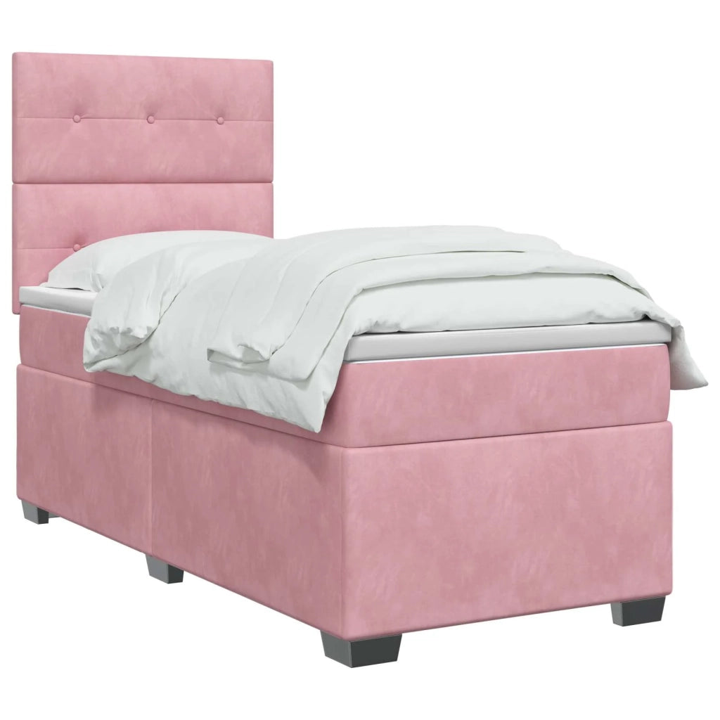 Letto box spring con materasso Rosa 80 x 200 cm Velluto 3453535
