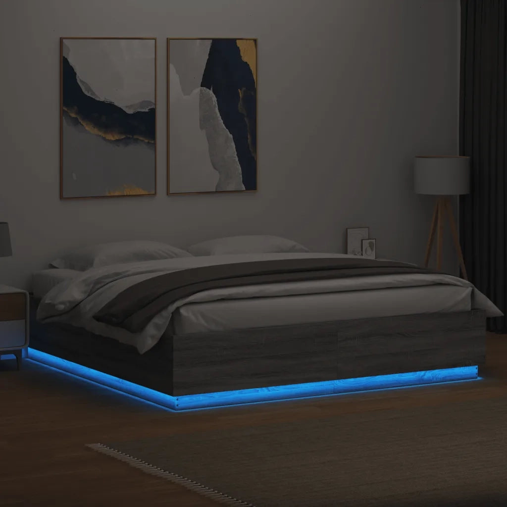 Giroletto Luci LED Grigio Sonoma 200x200 cm Legno Multistrato 3209588