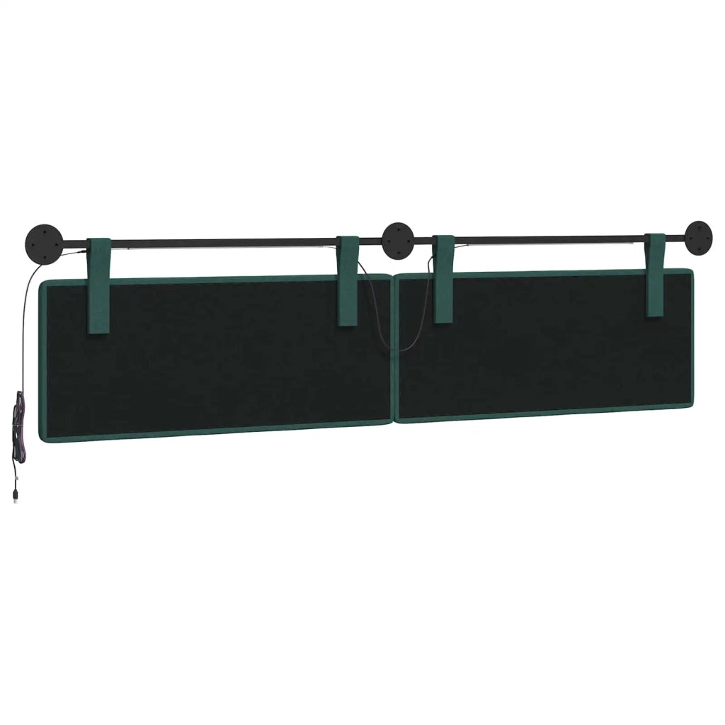 Testiera | Testata sospesa Con luce LED Verde Scuro Tessuto