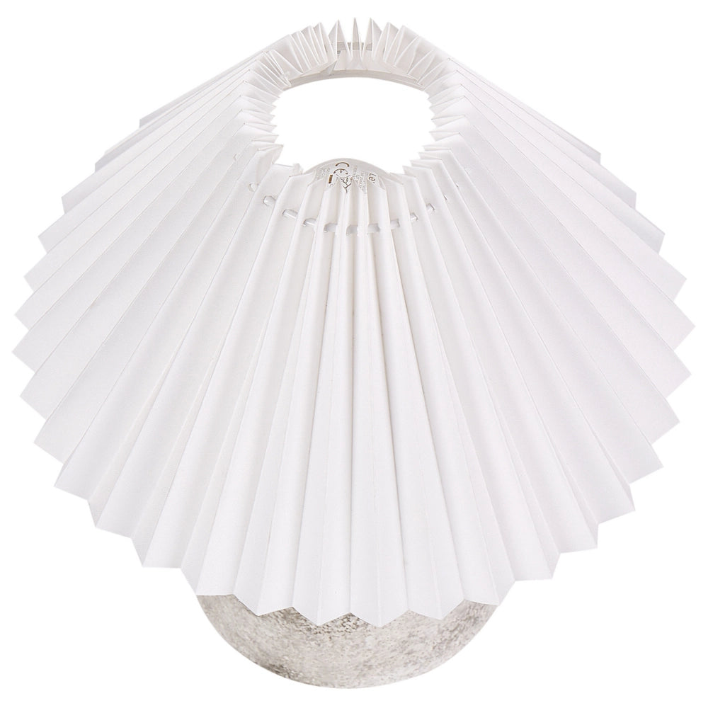 Set di 2 lampade da tavolo Base in ceramica bianca e grigia Paralume sintetico plissettato Luce notturna da comodino
