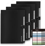 Set di 4 mappe documentarie A4, mappa con 8 compartimenti, mappe documentarie A4 pieghevoli con etichette, organizzatore portatile, sistema di mappe, leggenda A4 nera