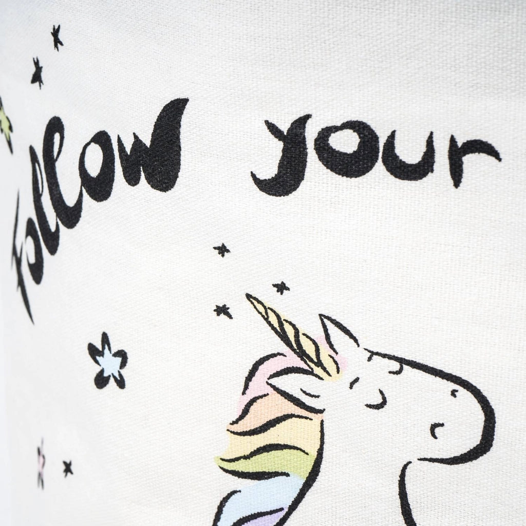 Cesta Portabiancheria salvaspazio Bianco con Fantasia Unicorno in Cotone impermeabile Mod. Unicorn