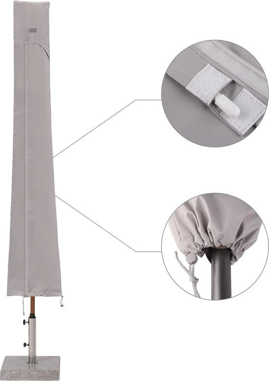 Parasoletti 400 cm - 2 pezzi - 100% Poliestere - Impermeabile e resistente ai raggi UV - colore chiaro grigio