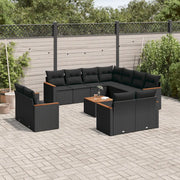Set Divani da Giardino 12 pz con Cuscini Nero in Polyrattan 3258905