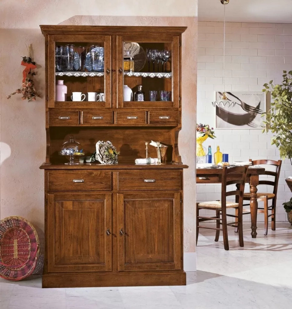 Cristalliera in legno classica 4 porte 6 cassetti grezzo l.120 p.51 h.211 (850+851) - Mobili 2G