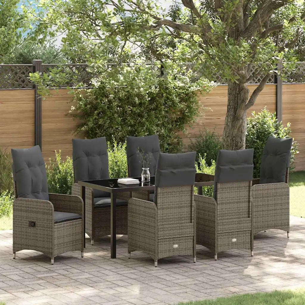 Set da Pranzo per Giardino con cuscino 7 pcs Grigio polyrattan 3379650