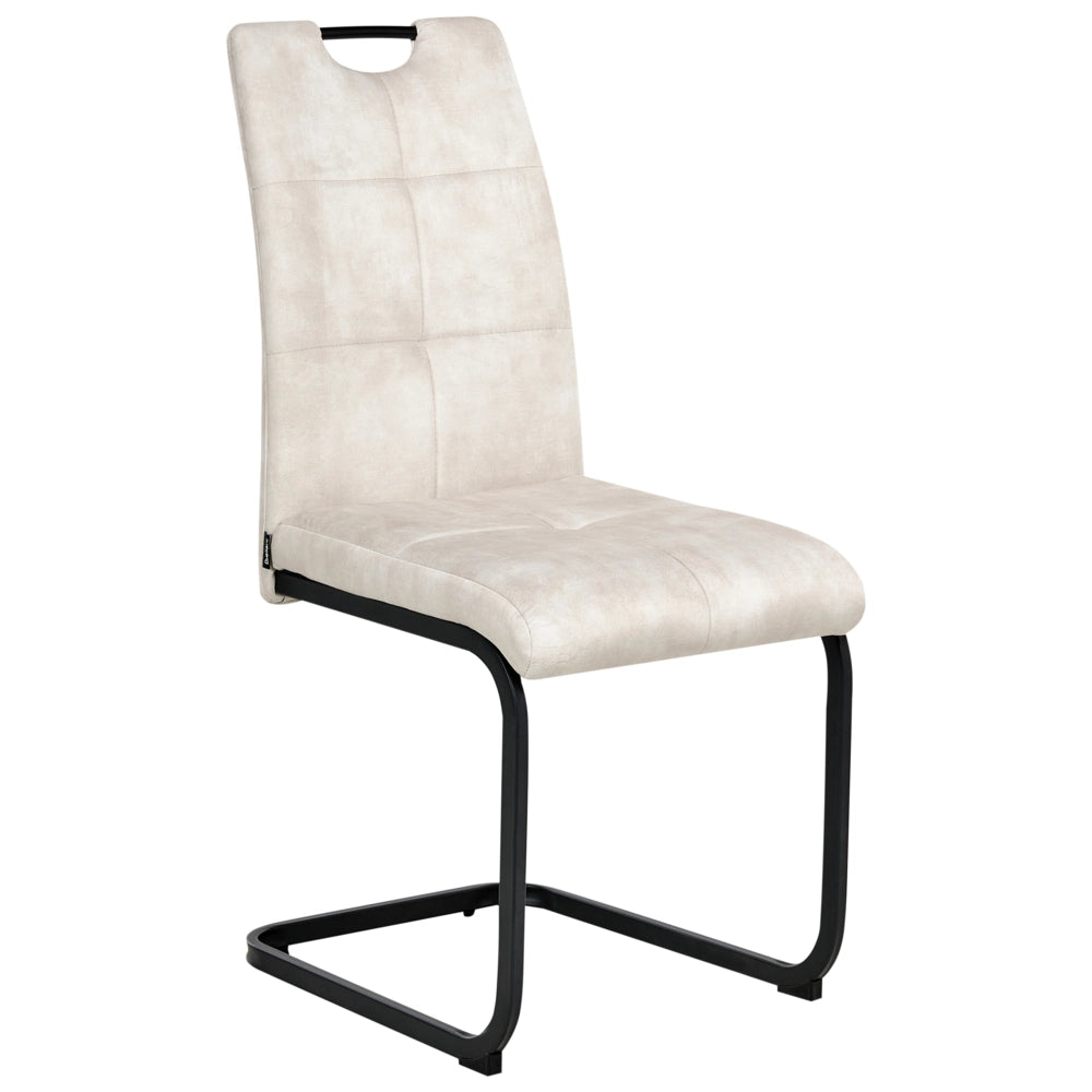 Set di 4 sedie da pranzo Rivestimento in tessuto Seduta imbottita Gambe in ferro beige chiaro