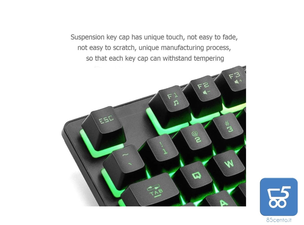Tastiera Meccanica Cablata USB da Gaming Retroilluminata QUERTY 87 Tasti RGB K16 Layout inglese Fornita di Labels ITALIANI