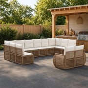 Set Divano da Giardino 12 pz Beige e Bianco Crema polyrattan 3435564