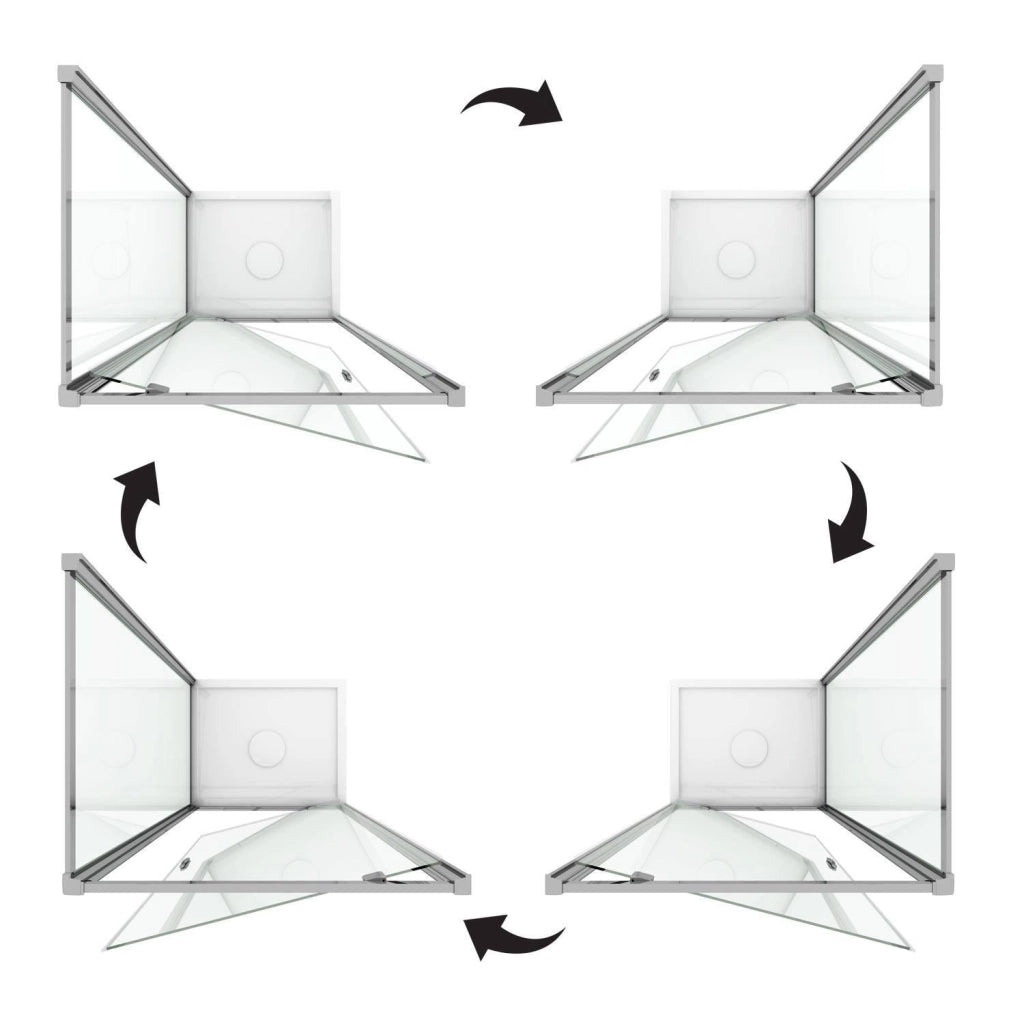 Box Doccia Angolare 80x100 cm 1 Anta Battente in Cristallo Trasparente 6mm H198 Fosterberg Aalborg Duo