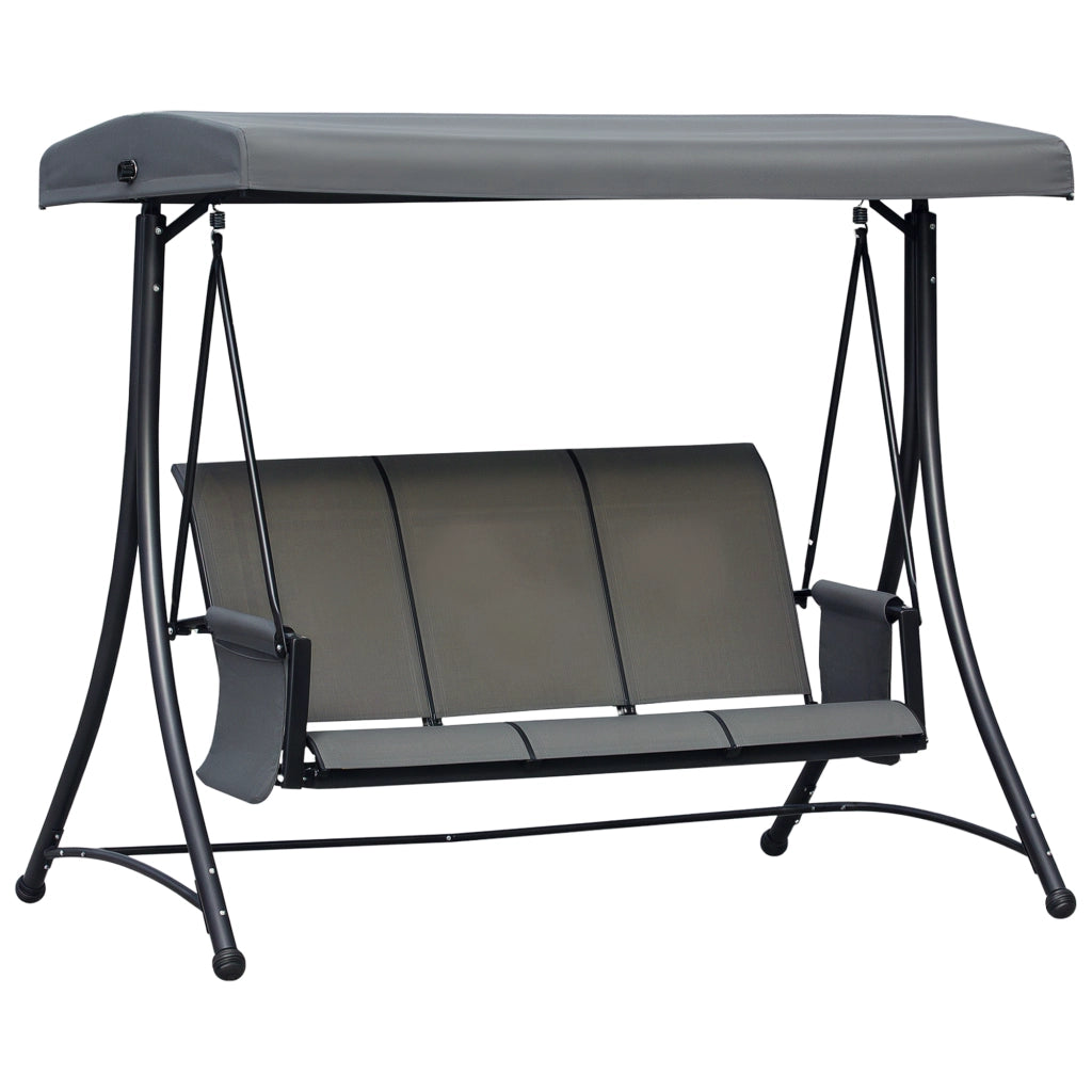 Dondolo 3 Posti da Giardino con Tettuccio Regolabile e Tasche ¨C zephmum ¨C Grigio Scuro 196x128x172cm