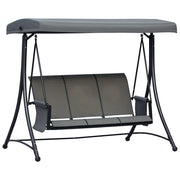 Dondolo 3 Posti da Giardino con Tettuccio Regolabile e Tasche ¨C zephmum ¨C Grigio Scuro 196x128x172cm