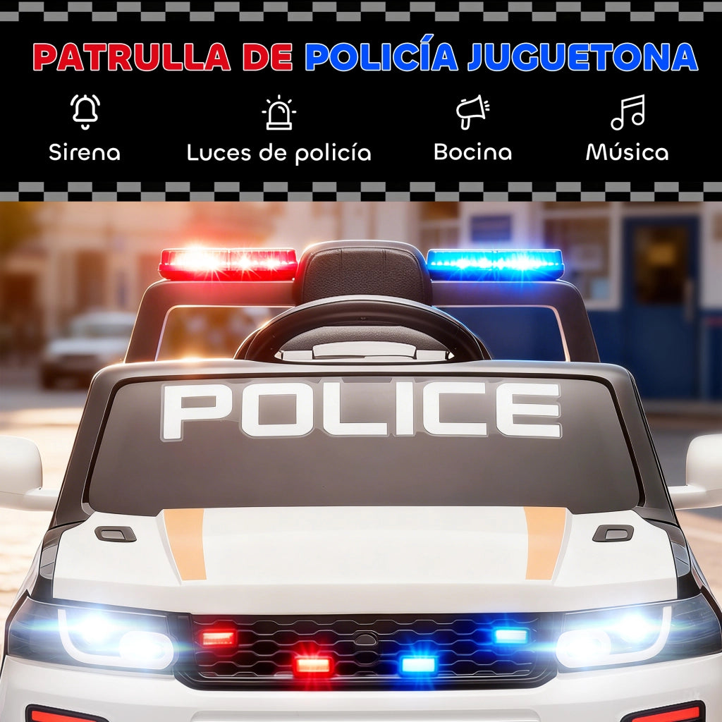 Auto Elettrica Polizia per Bambini con Telecomando ¨C Xylo ¨C Bianco con Sirena e Sospensioni