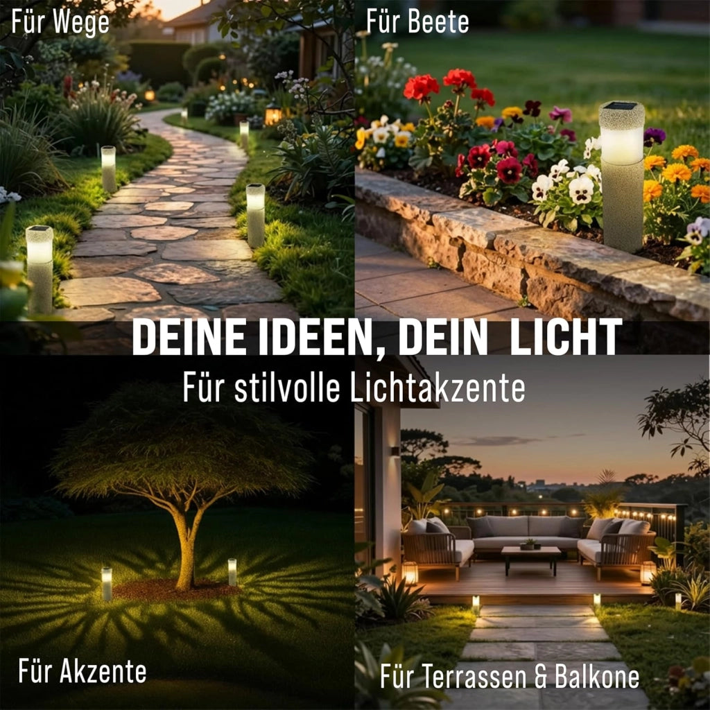 Deuba® Lampada Solare da Esterno Set da 12 LED Protezione IP44 Sensore Crepuscolare Luce Sentiero Balcone Giardino