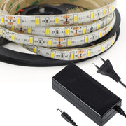 Trade Shop - 5 M Striscia Strip 300 Led Smd 5630 Bianco 5 Mt Impermeabile + Alimentatore 5a - -bianco Caldo      -