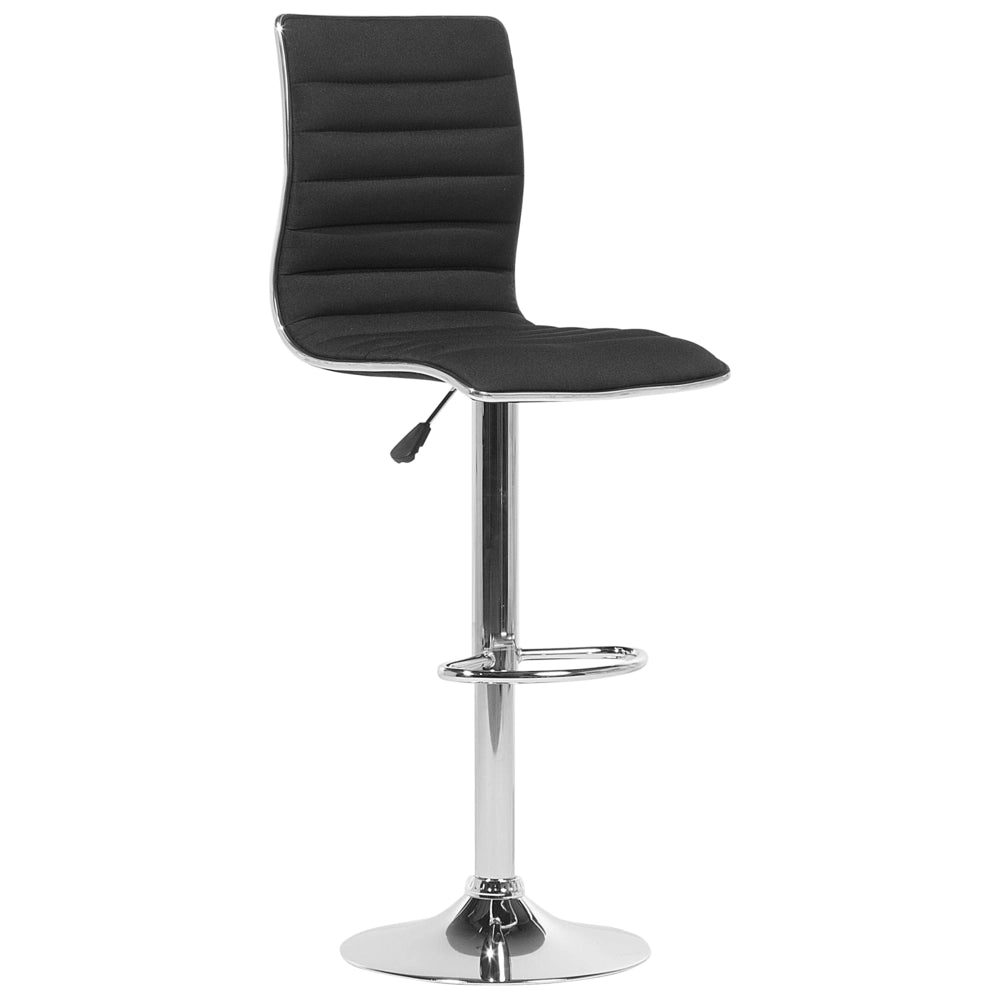 Set di 2 Sedie da Bar Sedile in Tessuto Nero Struttura Argento Bancone Girevole Regolabile in Altezza