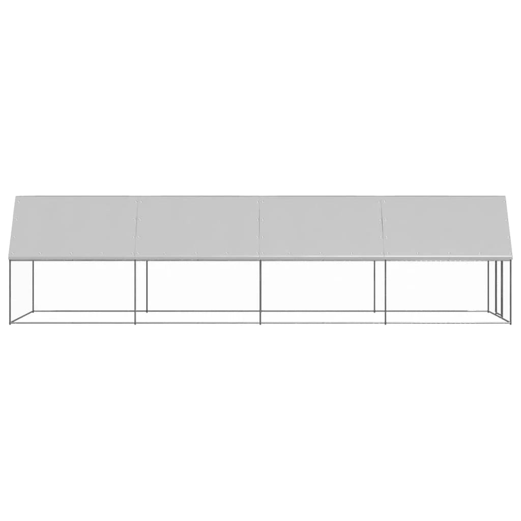 Recinto per pollaio gabbia per polli da esterno 2 x 8 x 2 m acciaio zincato argento 02_0043995