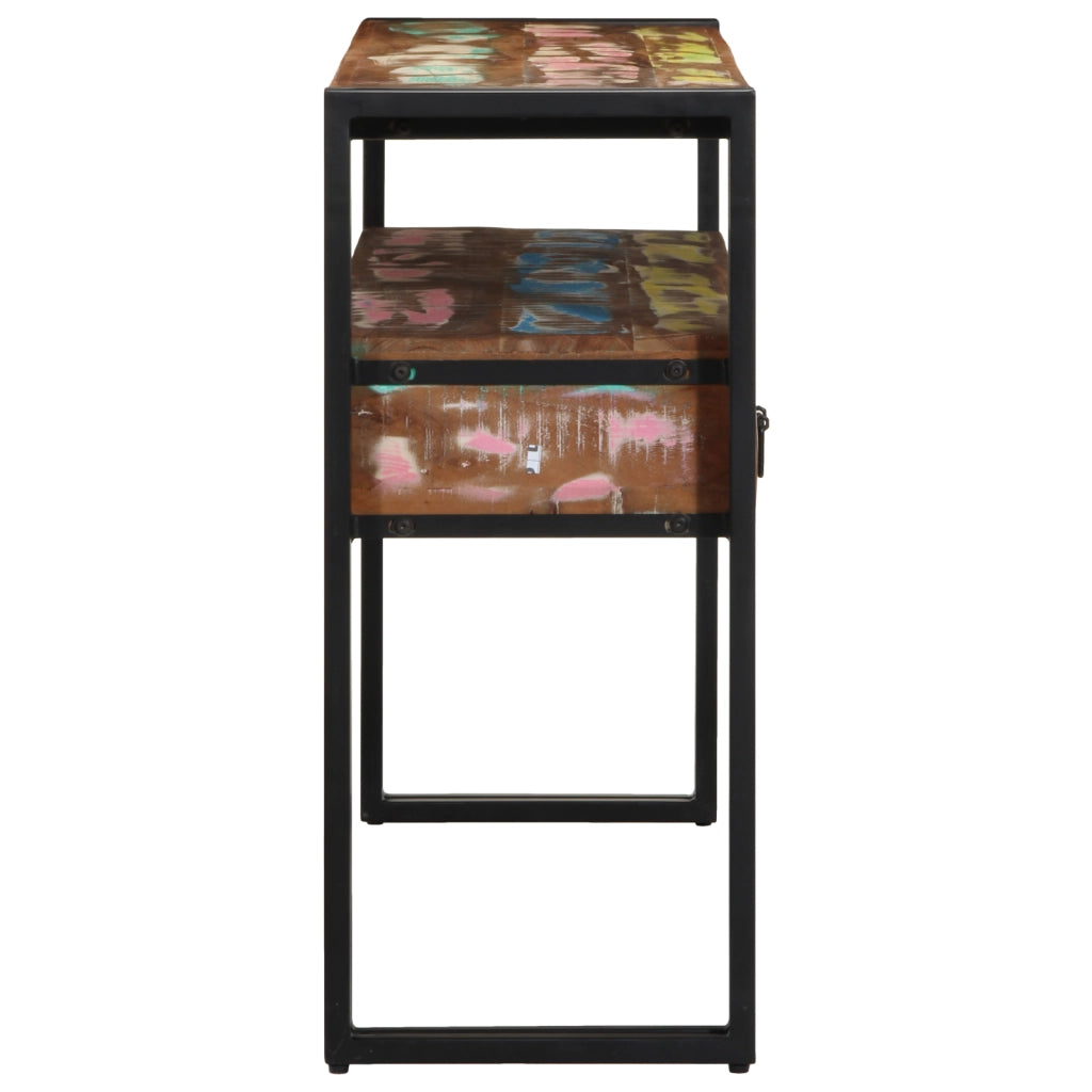 Tavolini Multicolore 120x33x75 cm in Legno Massello di Recupero e Metallo