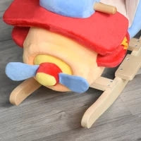 Cavallo a Dondolo a Forma di Aeroplano per Bambini di Età Superiore a 18 Mesi, Cacalluccio a Dondolo con Musica Incorporata in Legno Alamo, Max:60kg 60x33x45cm