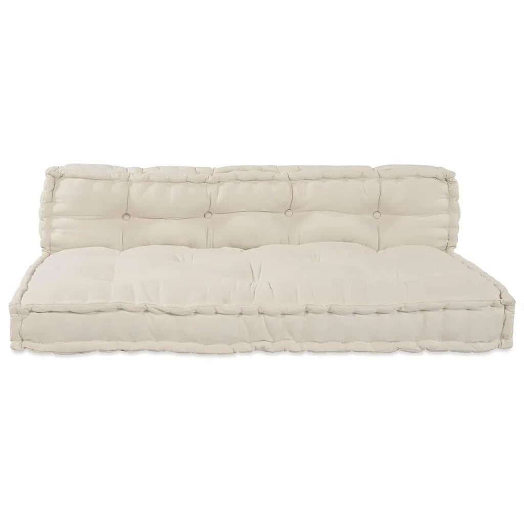 vidaXL Cuscino per Divano Pallet 2 pcs Crema Tessuto