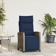 vidaXL Sedia Reclinabile da Giardino con Tavolino Grigio Polyrattan