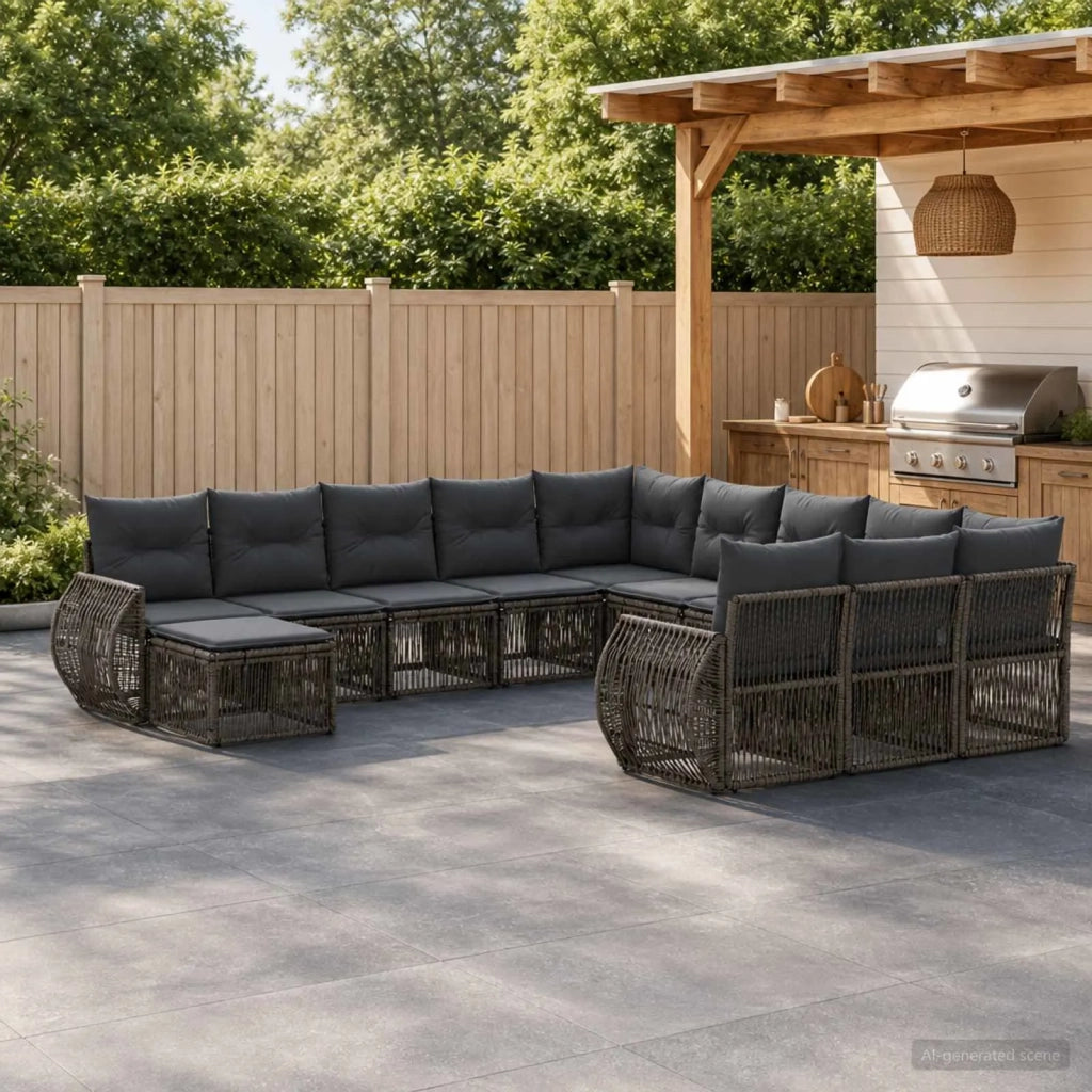 Set Divano da Giardino 12 pz Grigio polyrattan 3435623