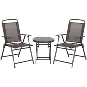 SET DA GIARDINO 3 PEZZI CON 2 SEDIE 53.5X64X93 CM E TAVOLINO DA CAFFÞ Ï45X50 CM, IN METALLO, MARRONE