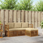 Set di divani da esterno con cuscino 4 pcs Naturale e Beige